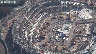 空撮：新国立競技場、新たな「聖地」誕生　解体から完成まで
