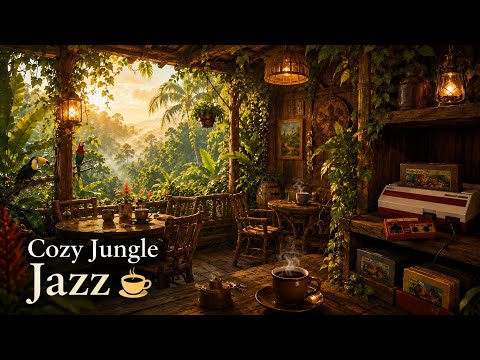 Cozy Jungle Café Jazz ☕ Relaxing SNES-Style BGM ／ Study & Sleep Music ／ Retro Game Vibes