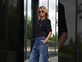 The Essence Of Parisian Chic The Mix Of Black Tailoring And Blue Denim Ootd Streetstyle