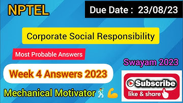 Corporate Social Responsibility | Week 4 Quiz | Assignment 4 Solution | NPTEL | SWAYAM 2023