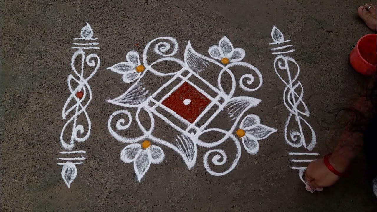 simple and easy rangoli design 3*1dots small beautiful kolam daily ...