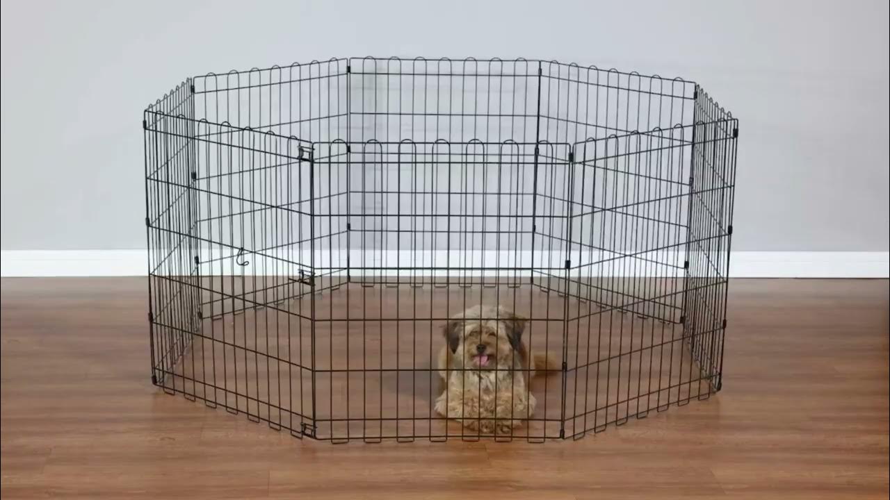 Amazon Basics Foldable Metal Pet Dog Exercise Fence Pen With Door Gate YouTube