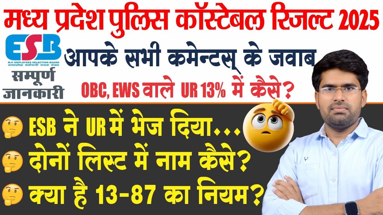 MP Police Constable Result 2025 | 13% में  UR में  EWS, SC, OBC वाले कैसे ? | MP Police Result 2026