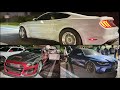 Twin turbo mustang vs c7 z06 bmw m3 procharged mustang  bmw m5 street racing