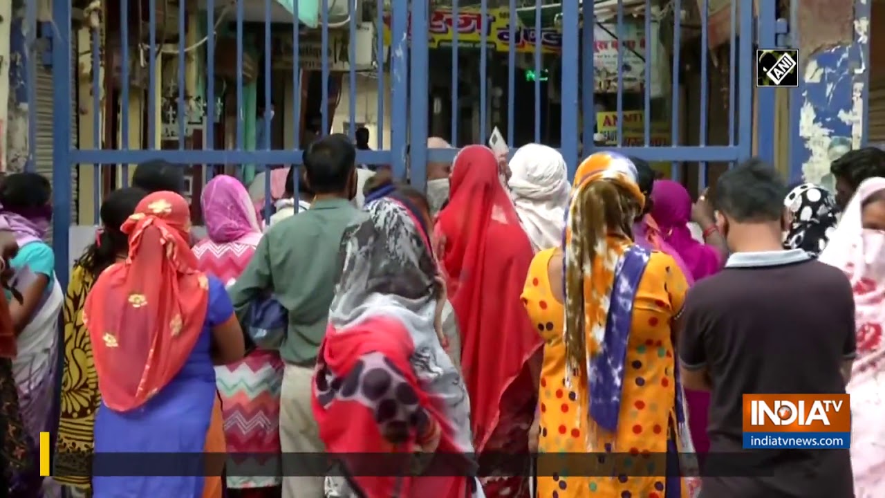 Social distancing norms flouted as people rush to buy ration and relief materials in Delhi`s Mandaw