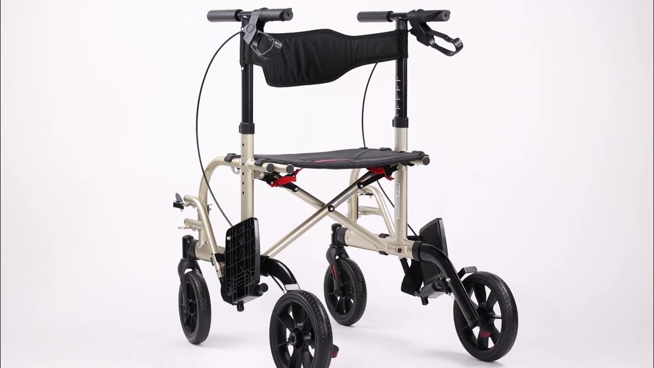 WALK MATE 2 IN 1 Rollator & Transport Chair Hybrid, 4 x 10" Wheels