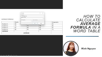 How to insert AVERAGE formula in a Word table