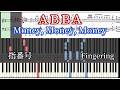 アバ マネーマネ―マネー ドレミ付ピアノ楽譜と指番号 ABBA Money,Money,Money Piano tutorial Finger number sheet music