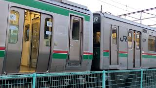 福島駅 留置線 E721系と701系のドアの開き方の差