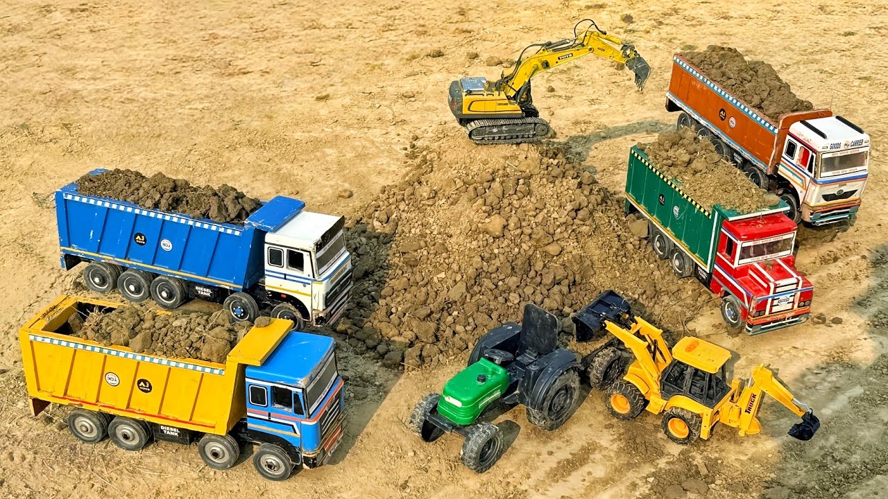 JCB 3DX Mud Loading Truck Tractor Tipper | Jcb ki khudai | Jcb Cartoon | Tractor cartoon | Excavator