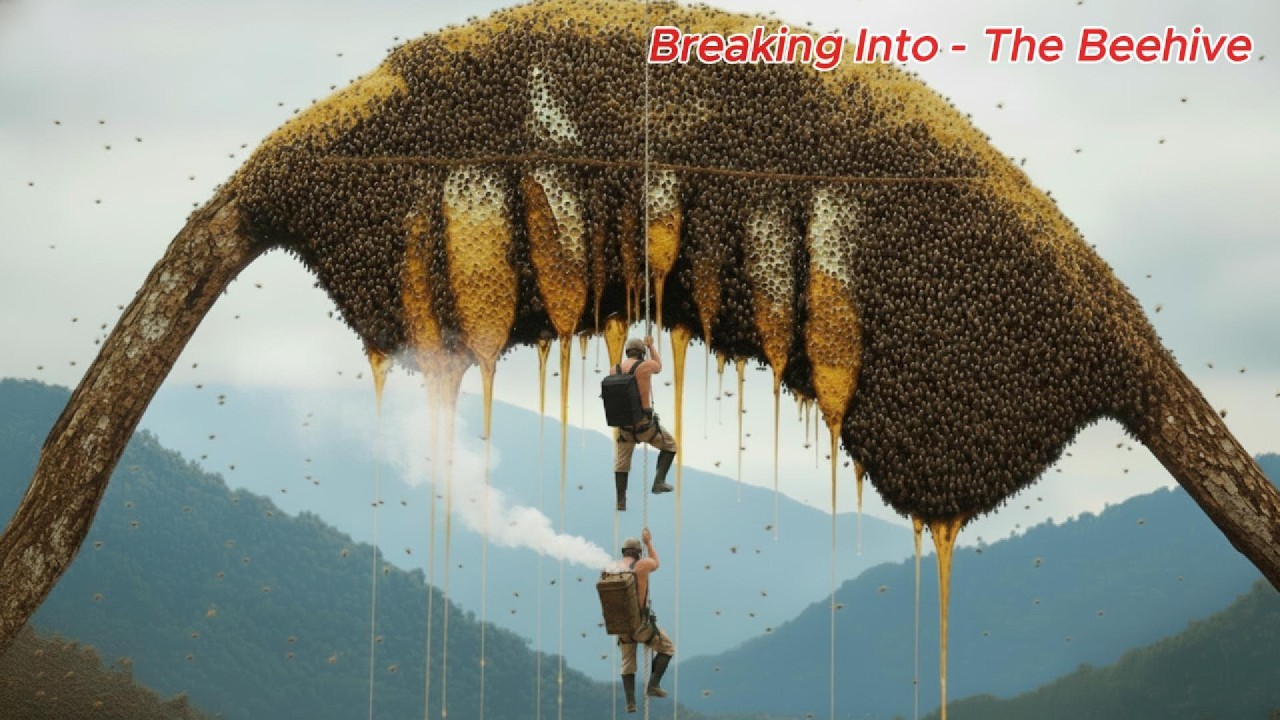 extreme wild honey hunt harvesting 2 honeycombs from a... Giant Wild Honey Harvest — Golden Honey Flowing from Every Cut on a ...