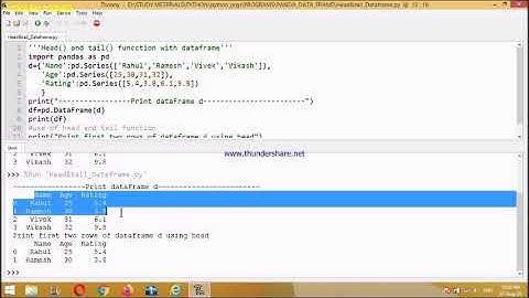 head & tail with dataframe