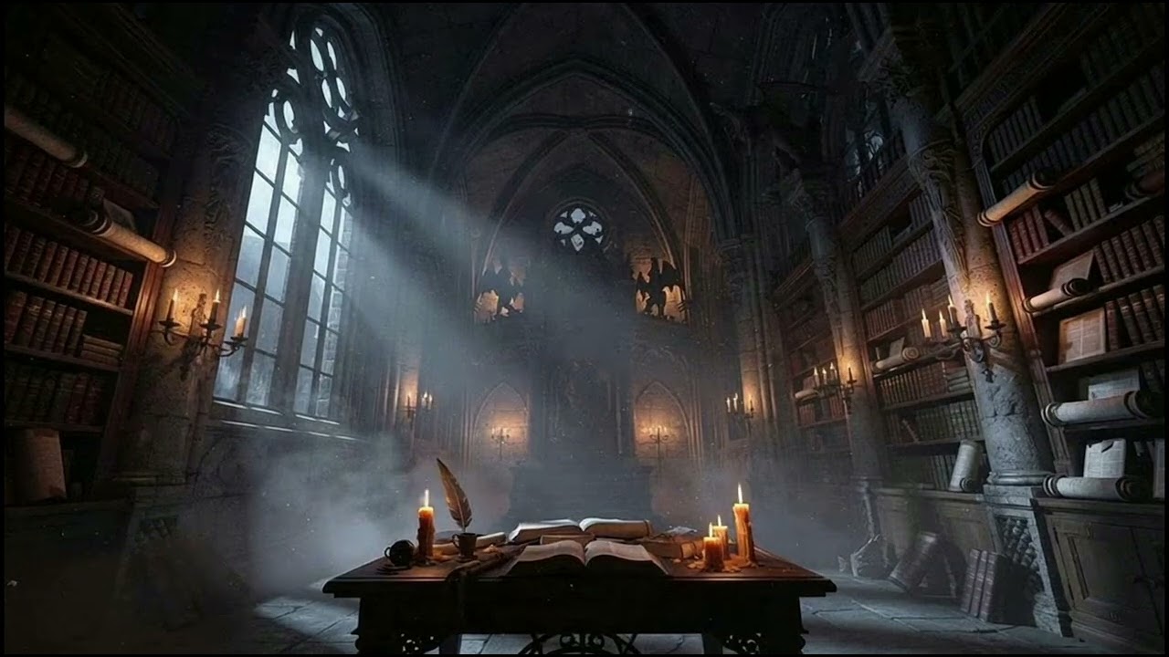 2 Hours of Dark Academia Ambience 🕯️ Gothic Library at Night | Deep Focus Study Music