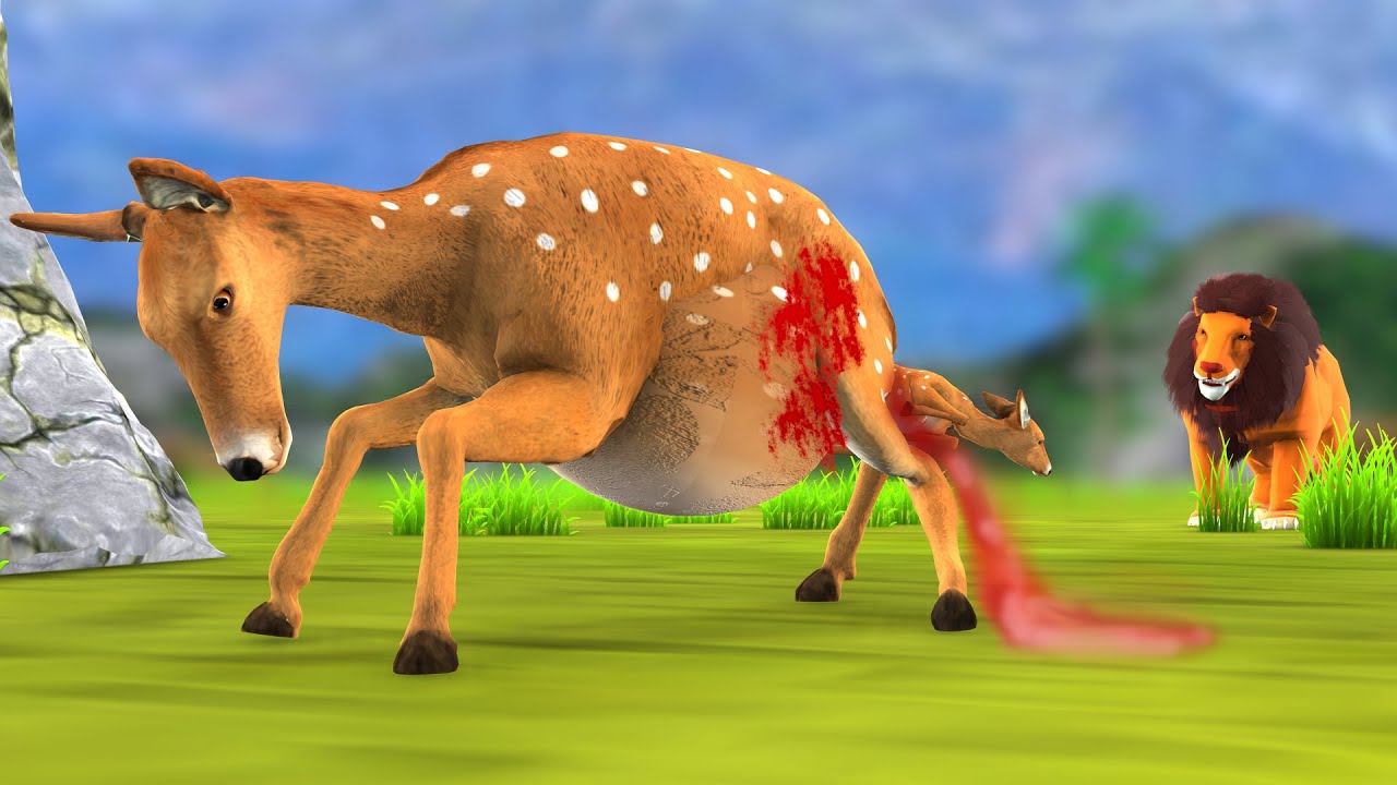         Pregnant Deer Baby And Lion Attack Story Moral Stories in Hindi