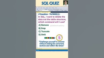 SQL Quiz 76 || #sql #mysql #interview #mcq #shorts #viralvideo #reels #databasequiz @SekharAcademy1