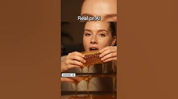 “Real or AI?” ASMR Honeycomb Block Eating 🍯 | Luna #shorts
