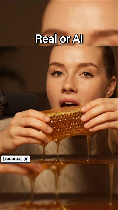“Real or AI?” ASMR Honeycomb Block Eating 🍯 | Luna #shorts