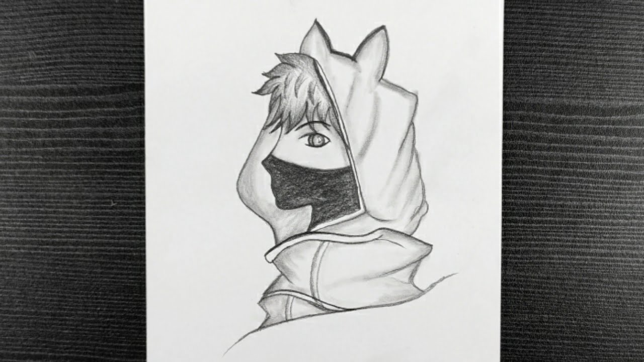 Cool Anime Boy With Mask Drawing