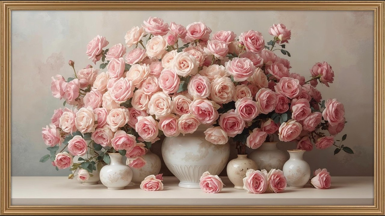 Romantic Vintage Rose Garden 🌸 | Elegant Pink Floral Art & Calm Aesthetic Ambience