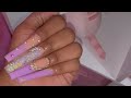 EXTRA LONG ACRYLIC FREESTYLE | designer nails | acrylic nail tutorial