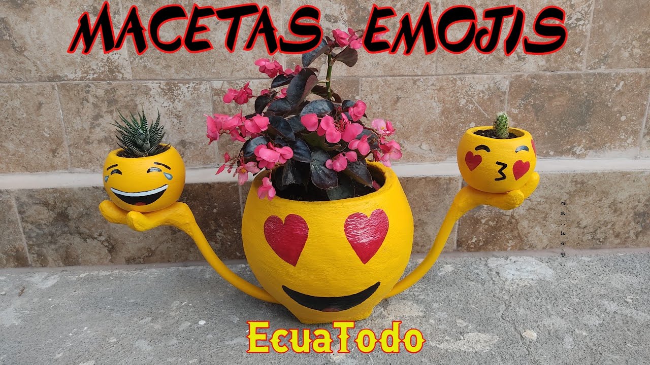 MACETA DE CEMENTO EMOJIS GRANDE | EcuaTodo 👷