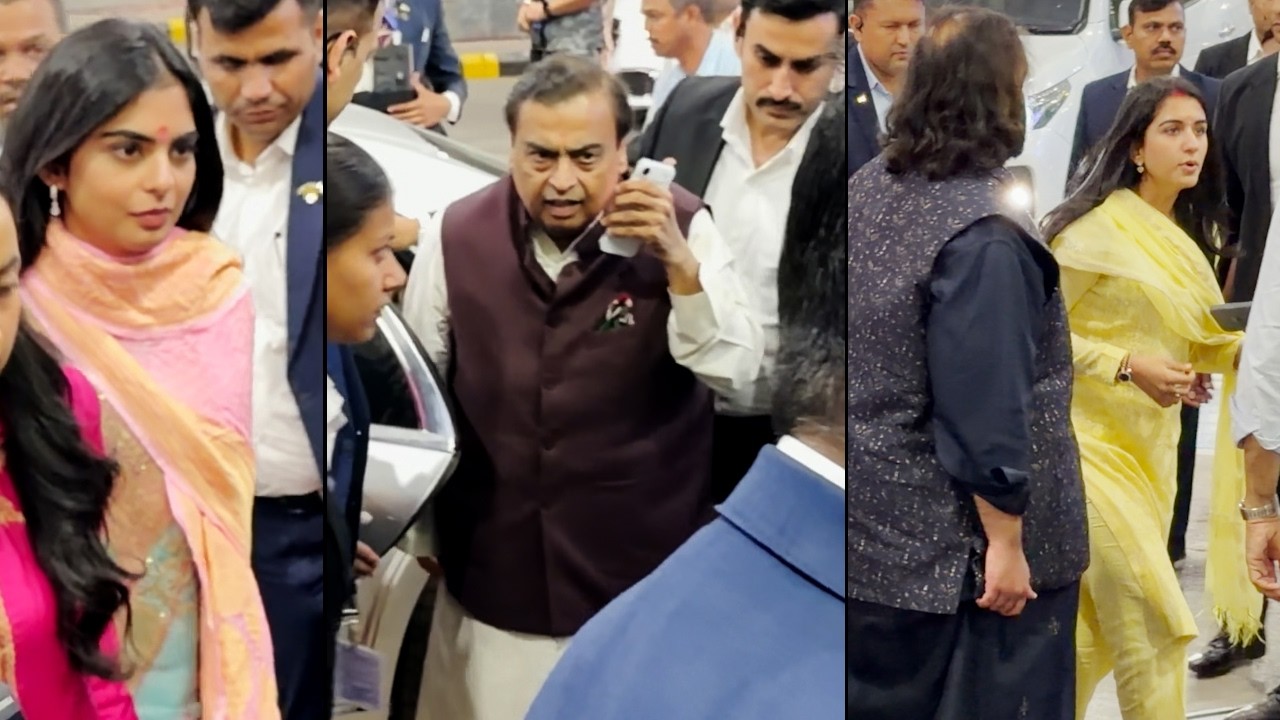 Anant Ambani With Radhika And Isha Ambani, Mukesh Ambani Spotted At Udaipur Airport | MS shorts