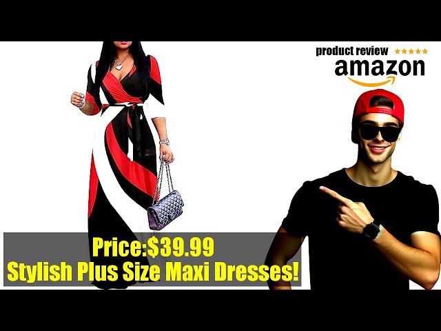 FANDEE Plus Size Maxi Dress for Women Casual Summer Sundress V