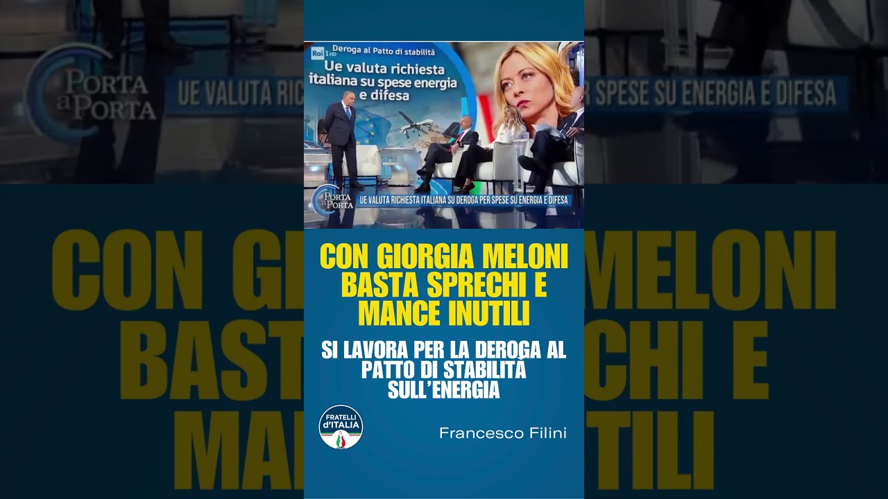 Rai 1 - Porta a Porta - Con Giorgia Meloni basta sprechi e mance inutili