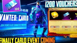 FINALLY CARLO REDEEM EVENT COMING (1200 CHARACTER VOUCHERS) - PUBG MOBILE