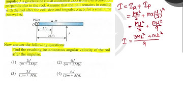 A uniform rod of length \( L \) and mass \( M \) is lying on a frictionless horizontal plane and...