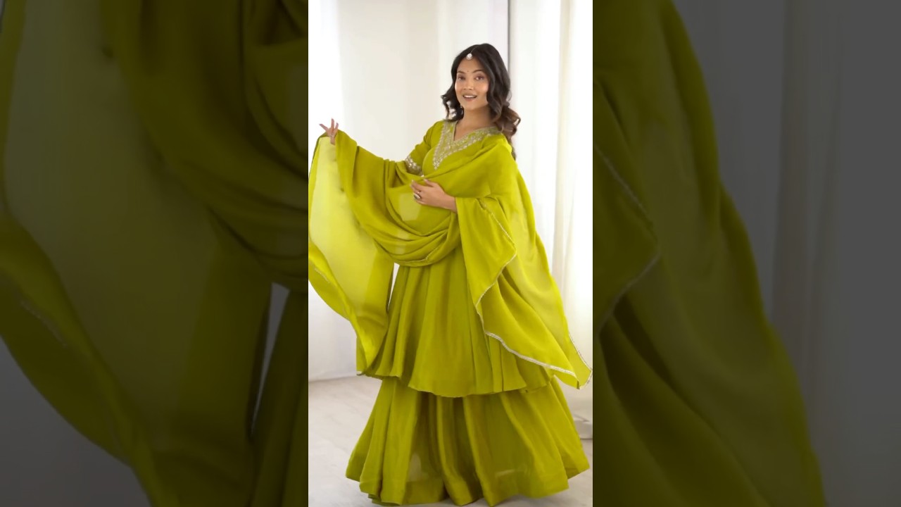 Android Green Sequins Embroidered Suit – Anarkali Palazzo Set