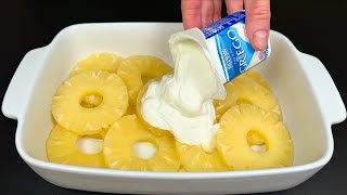 Whip yogurt with pineapple! The best nobake creamy dessert!