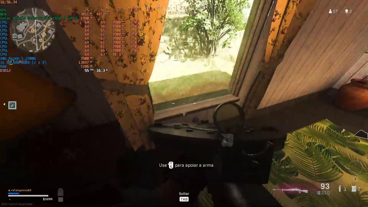 Warzone Caldeira - 1080p (Vsync On) - High Textures/Low Shadows (Texturas no Alto/Sombras no Baixo)