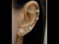 Seven Diamonds Flower Helix Piercing Stud Ear Stack Gold Lena Cohen London