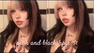 DYEING MY HAIR PINK AND BLACK (by myself)