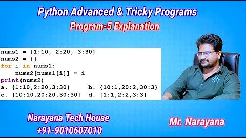 Python Advanced & Tricky Program-5 by Mr. Narayana || Narayana Tech House || 9010607010