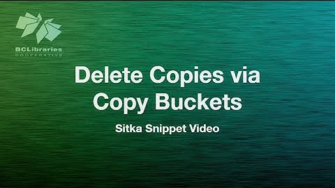 Sitka Snippet Video - Delete Copies via Copy Buckets