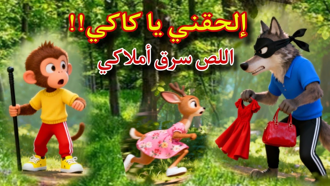 اغنية دق دق دق إلحقني يا كاكي🐒، الذئب اللص سرق أملاكي🐺👑👝👗/ أغاني أطفال/ Kaki.Monkey and his friends 
