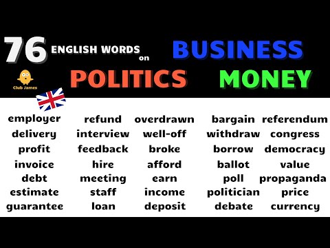 Learn 76 English Words on Business, Money and Politics - USEFUL English Vocabulary with Meanings