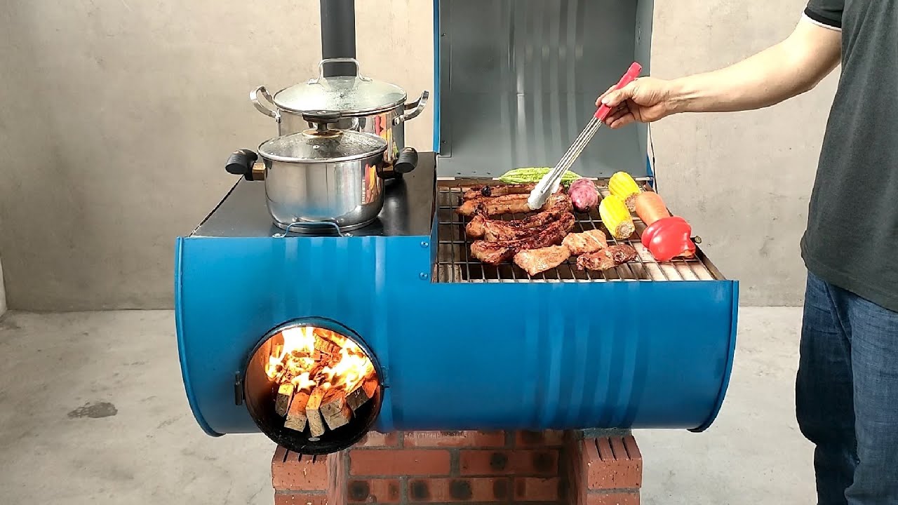 Дровяная печь с духовкой _ Идеи из железных бочек