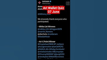 Ari Wallet Quiz Today | 07 June #ariairdrop #arichain #ariwallet #ariwalletquiz #ariwalletquiztoday