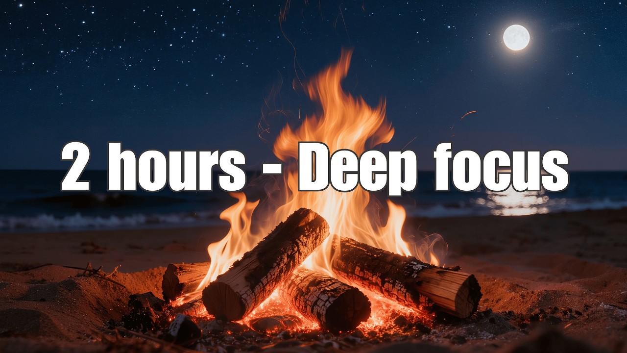Beach Bonfire Close-Up Glow | Chill Beats & Subtle Piano 432Hz for Night Focus & Deep Work #focus