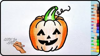 How to draw pumpkin in simple steps | Qovoqni qanday chizish mumkin|Как нарисовать тыкву|DFK Jes ART