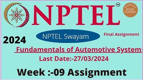 Fundamentals of Automotive Systems Week-09 Assignment Solutions nptel 2024