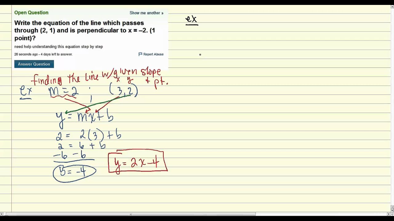 How to write an equation for slope and y intercept