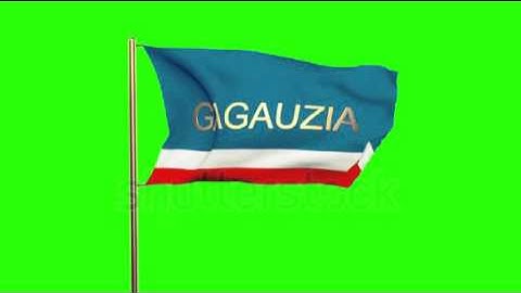 Gagauzia flag with title waving in the wind. Looping sun rises style. Animation loop Stock video by