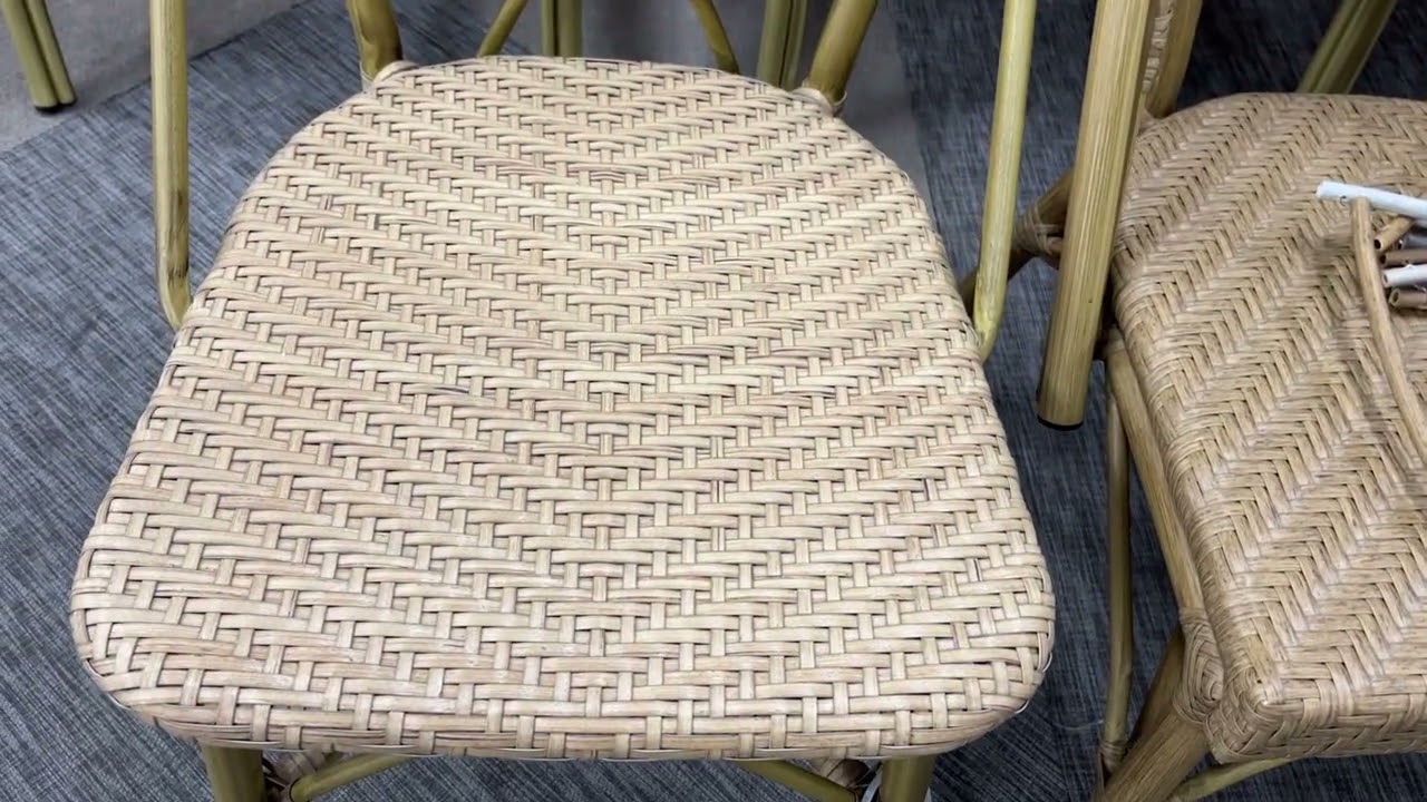 Some sample chairs woven in natural rattan colors