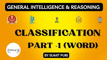 Classification : Part - 1 - Semantic/Word || #reasoning for VLW JKPSI SSC JKSSB by Sumit Puri
