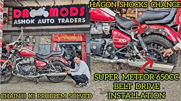 SUPER METEOR 650CC| BELT DRIVE INSTALLATION &REAR SHOCKER CHANGE @DA mods