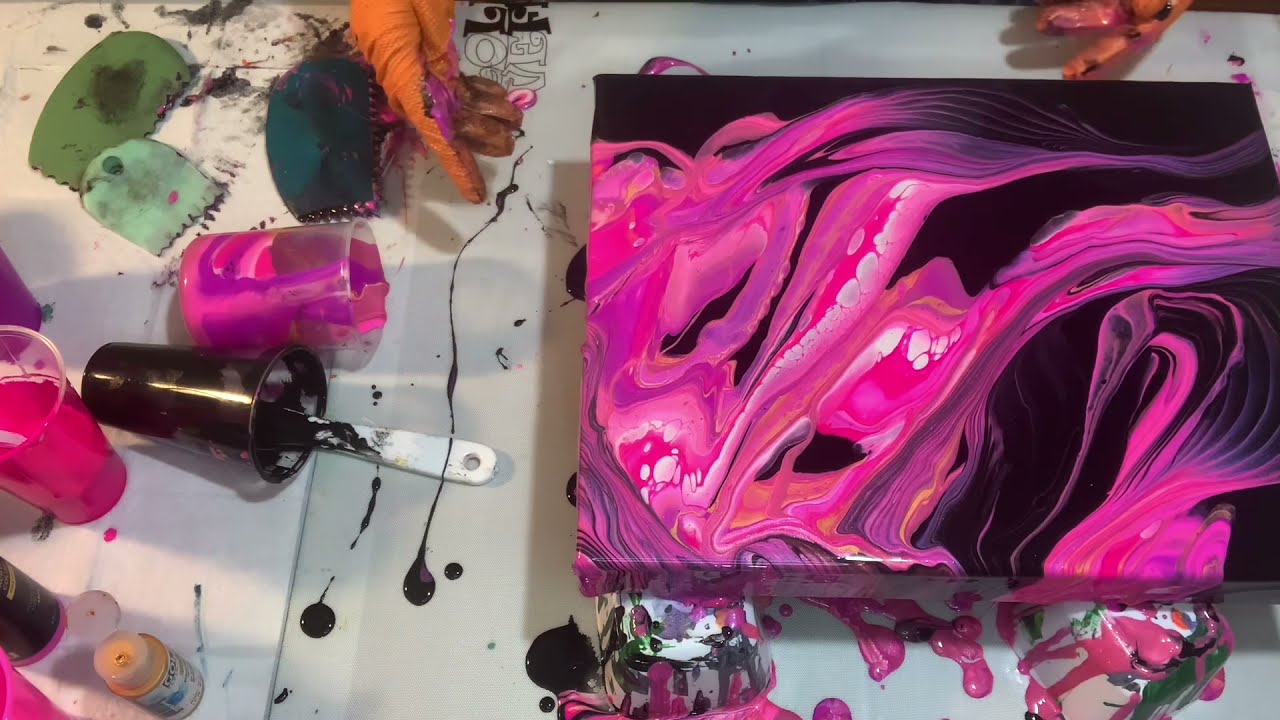 Zaw swipe with Catalyst wedge acrylic pour paint - YouTube